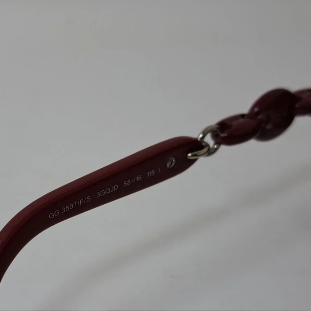 Gucci Womens Marina Chain Sunglasses Red Vintage Y2K GG3597/F/S 3GQJD 58-16-115
